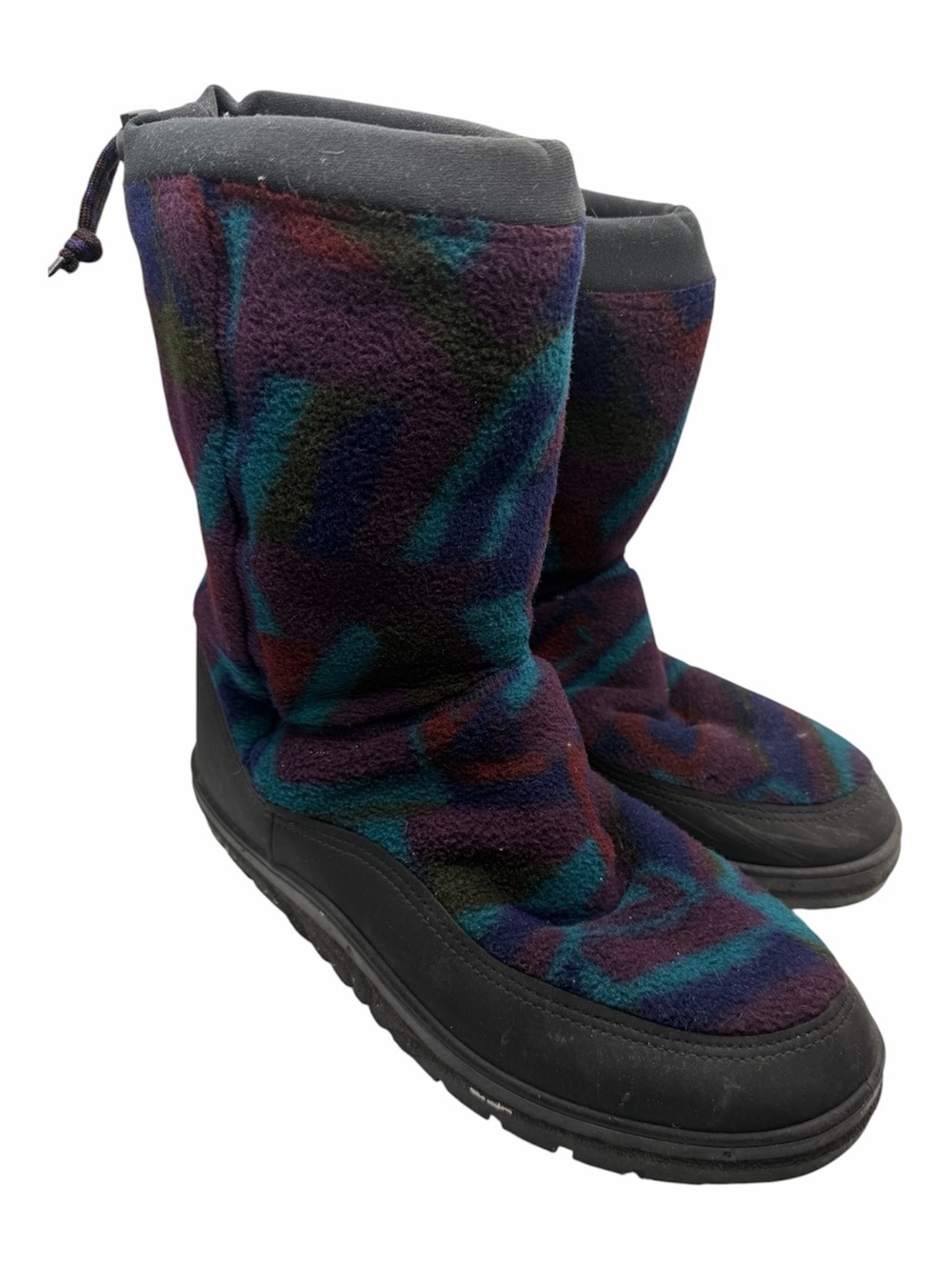 Vintage 90s L.L. Bean Fleece Winter Boots Geometric Aztec Pattern Size 10 Large